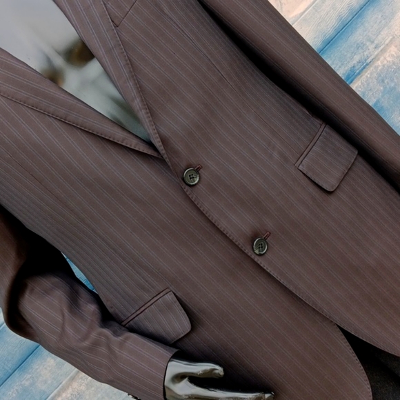 SAKS 5th Avenue Black Slim Fit Dual Stripe Blazer w/ (Ermeneglido Zenga Fabric) - Picture 16 of 17